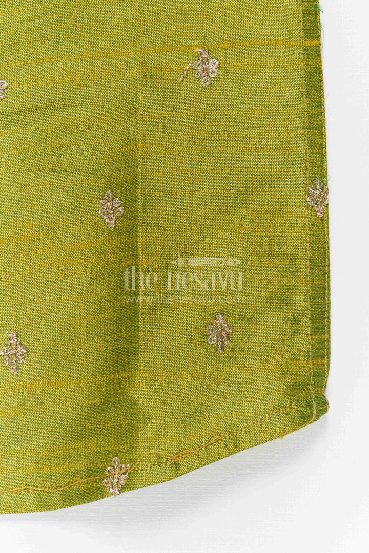 The Nesavu Boys Silk Shirt Boys Silk Shirt for Festive Occasions and Traditional Functions Nesavu Nesavu Boys Raw Silk Shirt For Festive Occasions With Sequence Embroidery Short Sleeve Ethnic Wear