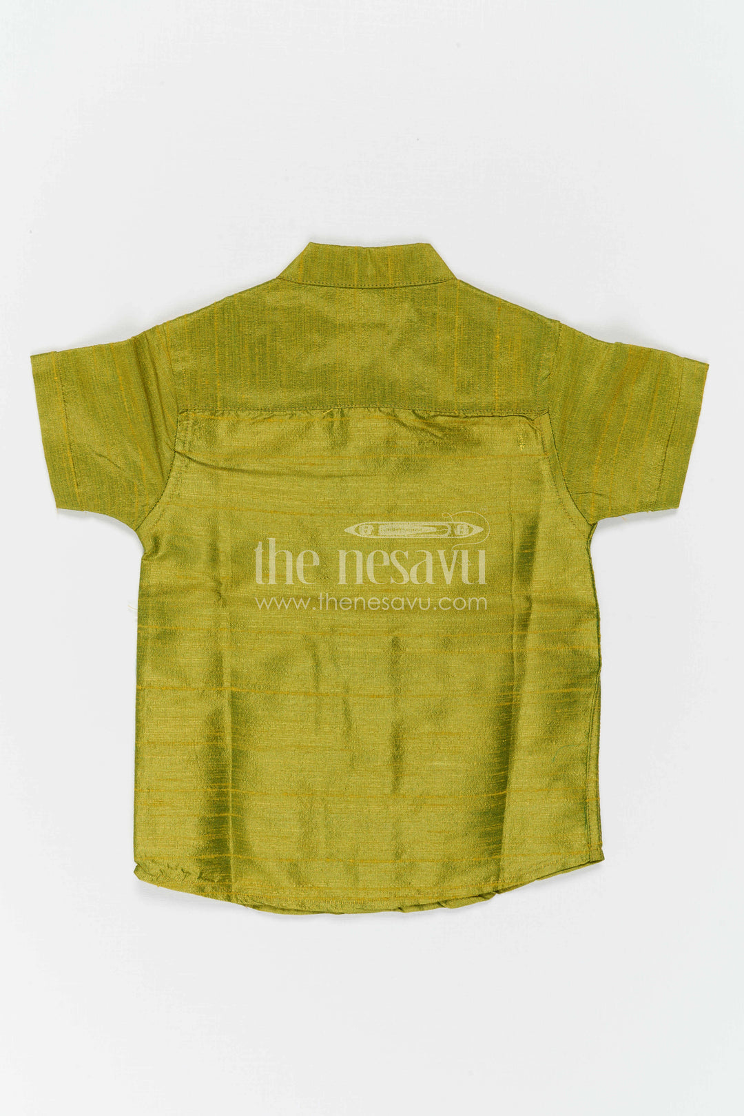 The Nesavu Boys Silk Shirt Boys Silk Shirt for Festive Occasions and Traditional Functions Nesavu Nesavu Boys Raw Silk Shirt For Festive Occasions With Sequence Embroidery Short Sleeve Ethnic Wear