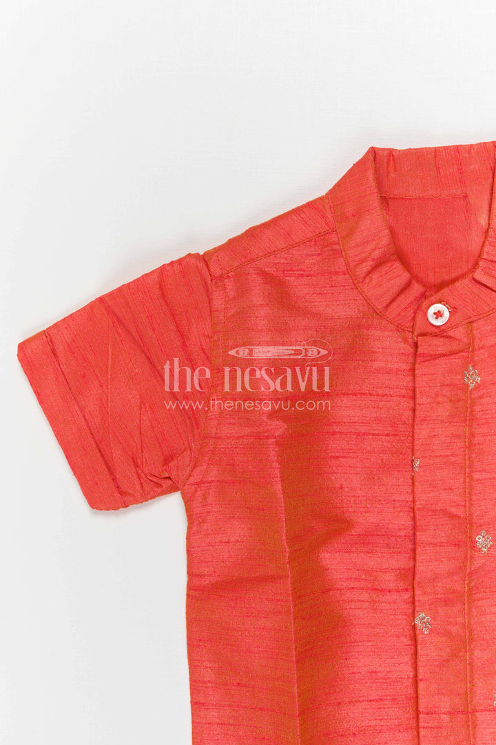 The Nesavu Boys Silk Shirt Boys Silk Shirt for Festive Weddings and Family Celebrations Nesavu Nesavu Boys Silk Shirt With Embroidery For Festive Weddings And Traditional Celebrations