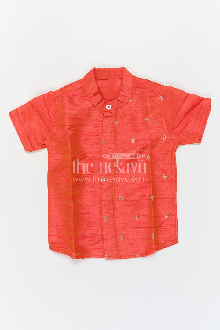 The Nesavu Boys Silk Shirt Boys Silk Shirt for Festive Weddings and Family Celebrations Nesavu Nesavu Boys Silk Shirt With Embroidery For Festive Weddings And Traditional Celebrations