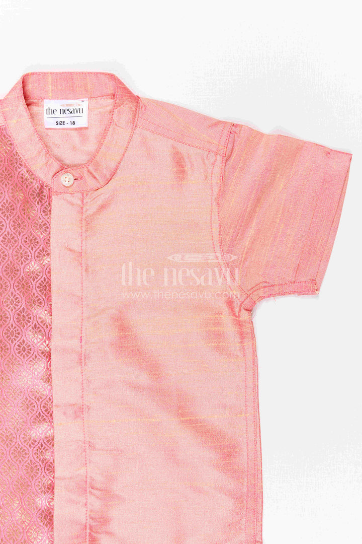 The Nesavu Boys Silk Shirt Boys Silk Shirt for Festive Weddings and Traditional Family Functions Nesavu Nesavu Boys Raw Silk Shirt With Jacquard Woven Panel For Weddings And Festive Occasions