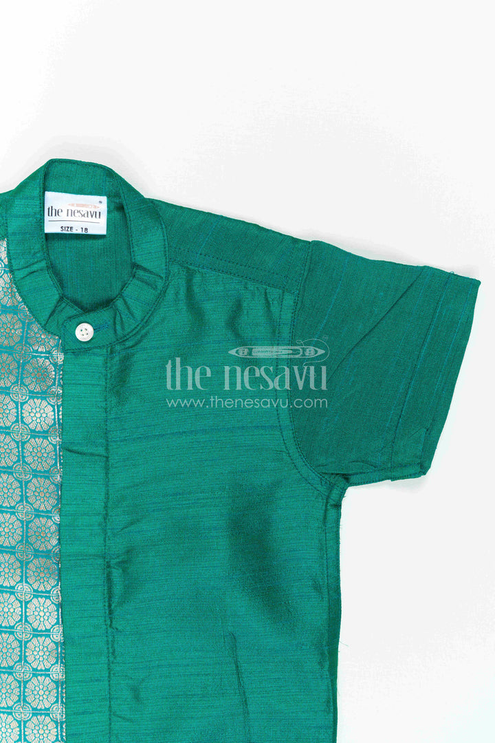 The Nesavu Boys Silk Shirt Boys Silk Shirt for Wedding Functions and Cultural Occasions Nesavu Nesavu Boys Raw Silk Shirt With Woven Jacquard Panel For Weddings And Festive Occasions