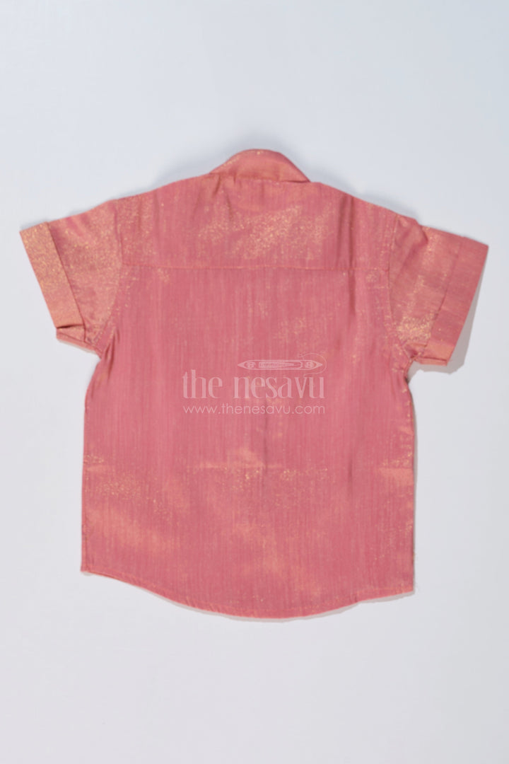 The Nesavu Boys Silk Shirt Boys Silk Shirt with Embroidered Heart Motif and Mandarin Collar for Festive Wear Nesavu Nesavu Boys Silk Shirt Heart Embroidery Mandarin Collar Traditional Wear