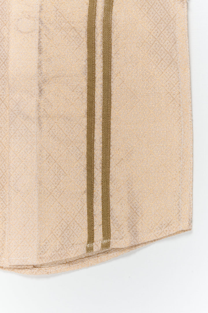 The Nesavu Boys Silk Shirt Boys Silk Shirt with Tissue Stripes for Festive Occasions Nesavu Nesavu boys gold tissue silk shirt with stripes for weddings and festive traditional wear