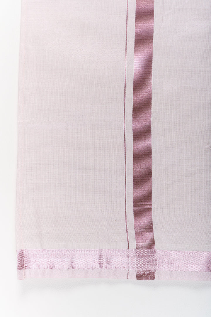 The Nesavu Boys Vesti Boys Silk Vesti with Light Pink Zari Border for Traditional Ceremonies Nesavu Boys Silk Vesti Light Pink Zari Border Adi Traditional Ceremonies Festivals | The Nesavu