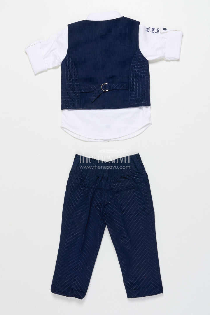 The Nesavu Boys Casual Set Boys Smart Casual Set with Corduroy Vest for Birthdays and Gatherings Nesavu Nesavu boys smart casual set corduroy vest bowtie birthdays special outings