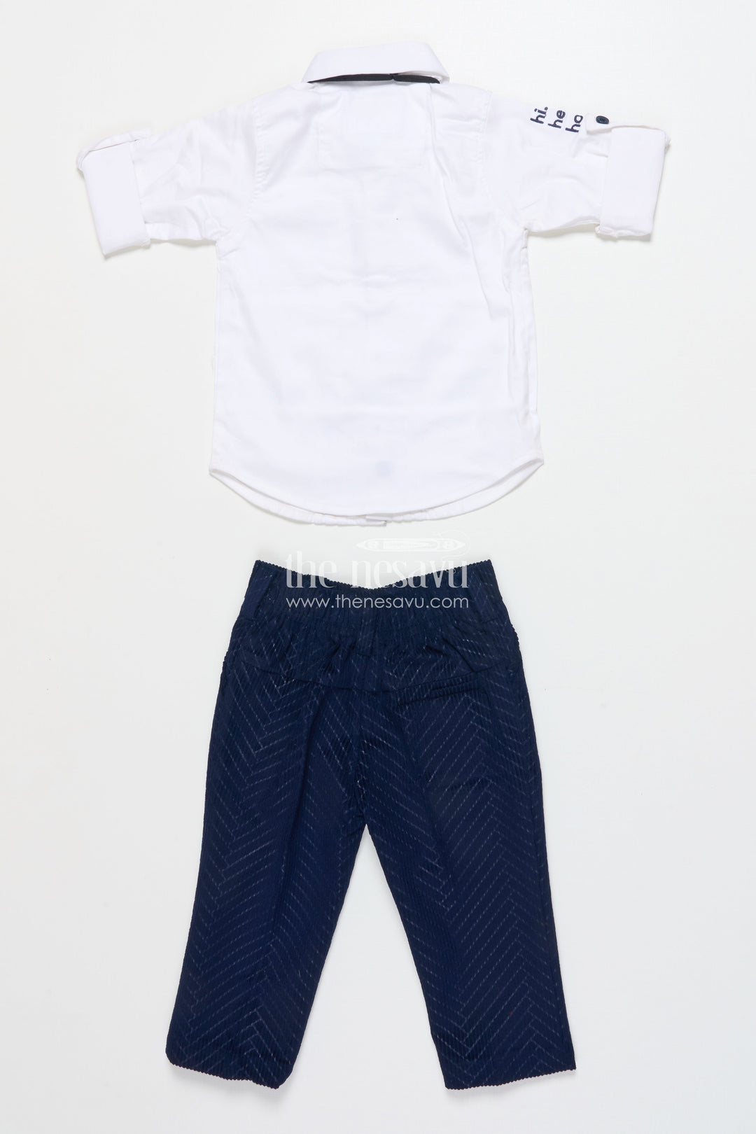 The Nesavu Boys Casual Set Boys Smart Casual Set with Corduroy Vest for Birthdays and Gatherings Nesavu Nesavu boys smart casual set corduroy vest bowtie birthdays special outings