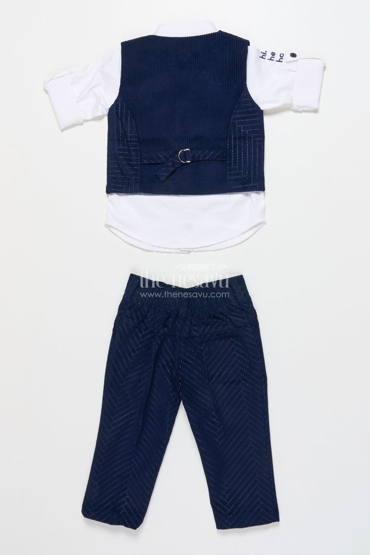 The Nesavu Boys Casual Set Boys Smart Casual Set with Corduroy Vest for Birthdays and Gatherings Nesavu Nesavu boys smart casual set corduroy vest bowtie birthdays special outings