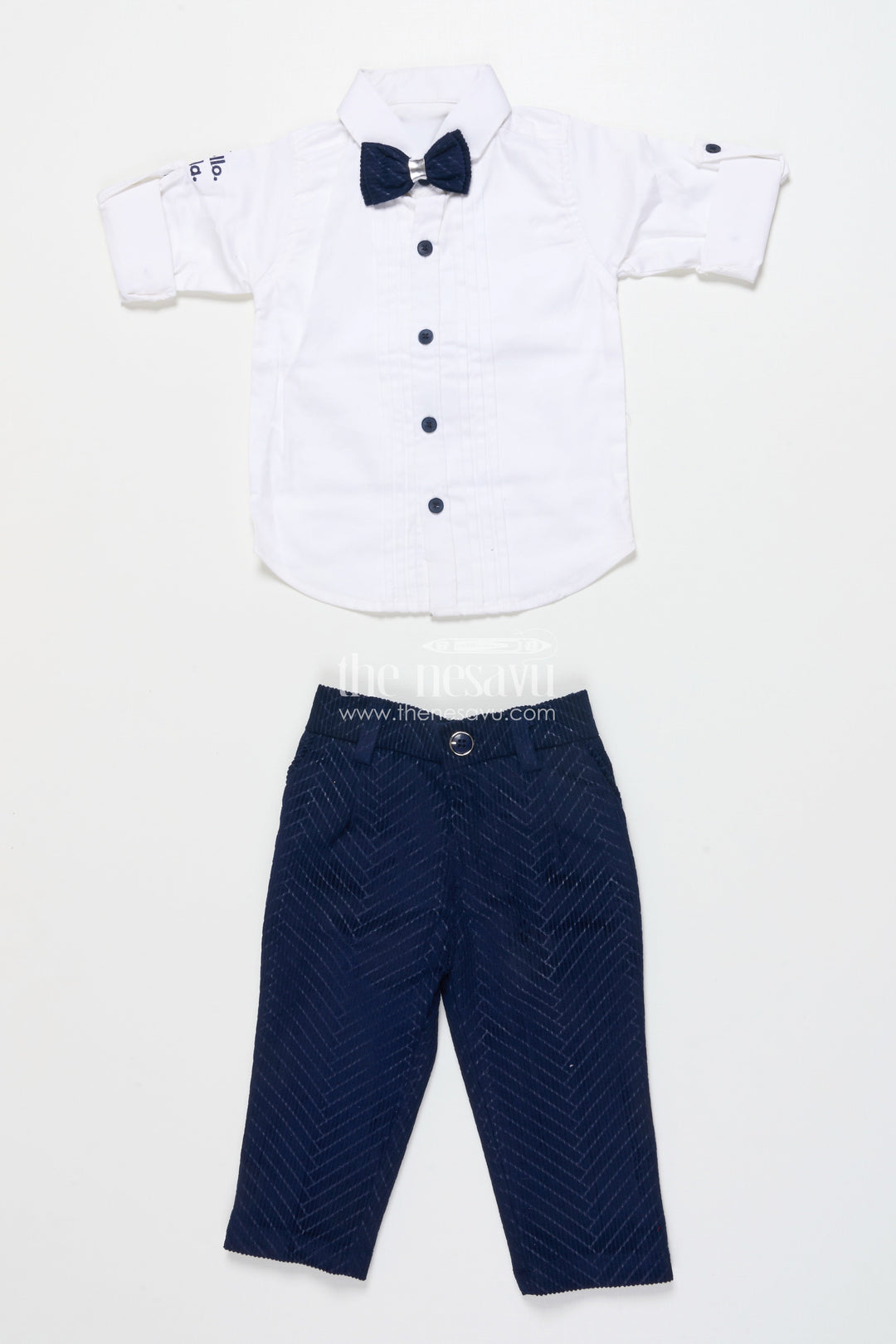 The Nesavu Boys Casual Set Boys Smart Casual Set with Corduroy Vest for Birthdays and Gatherings Nesavu Nesavu boys smart casual set corduroy vest bowtie birthdays special outings