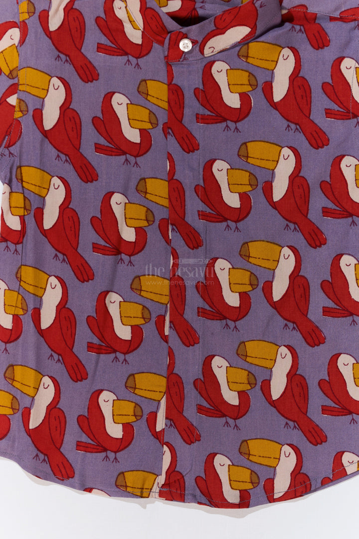 The Nesavu Boys Cotton Shirt Boys Smart Casual Shirts Men’S Style with Toucan Print in Soft Rayon for a Trendy Look Nesavu Boys Smart Casual Shirt Toucan Print Soft Rayon Stylish Outings | The Nesavu