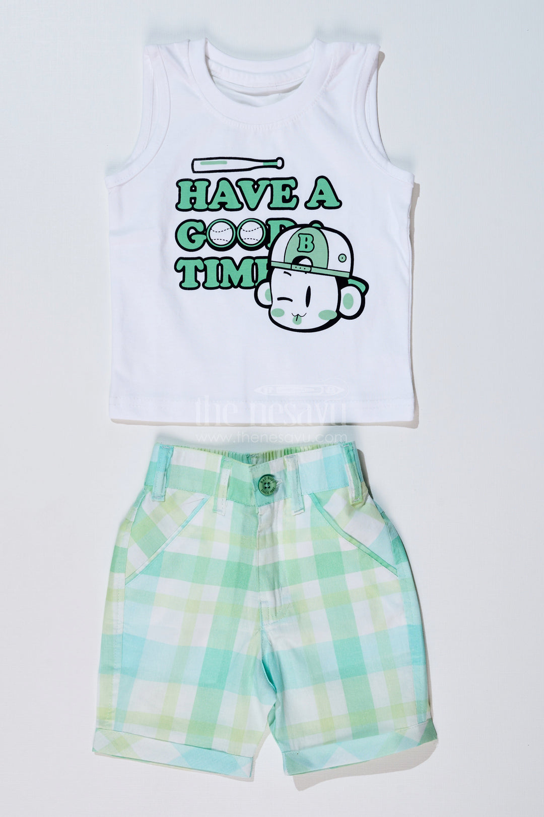 The Nesavu Boys Casual Set Boys Smart Casual Shirts with Checked Shorts and Graphic T-Shirt for Everyday Wear Nesavu Boys Smart Casual Shirt Set Checked Shorts Printed T-Shirt | The Nesavu