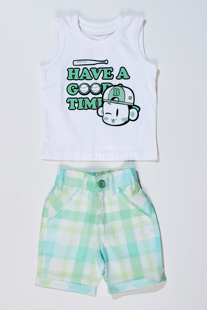 The Nesavu Boys Casual Set Boys Smart Casual Shirts with Checked Shorts and Graphic T-Shirt for Everyday Wear Nesavu Boys Smart Casual Shirt Set Checked Shorts Printed T-Shirt | The Nesavu