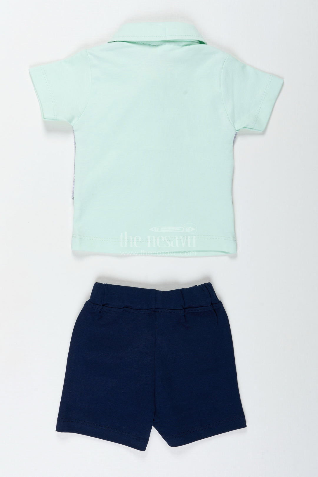 The Nesavu Boys Casual Set Boys Smart Cotton Shirts Set with Bow Tie and Navy Shorts for Dapper Everyday Comfort Nesavu Nesavu Boys Smart Cotton Shirts Set Bow Tie Navy Shorts Stylish Everyday Dressing