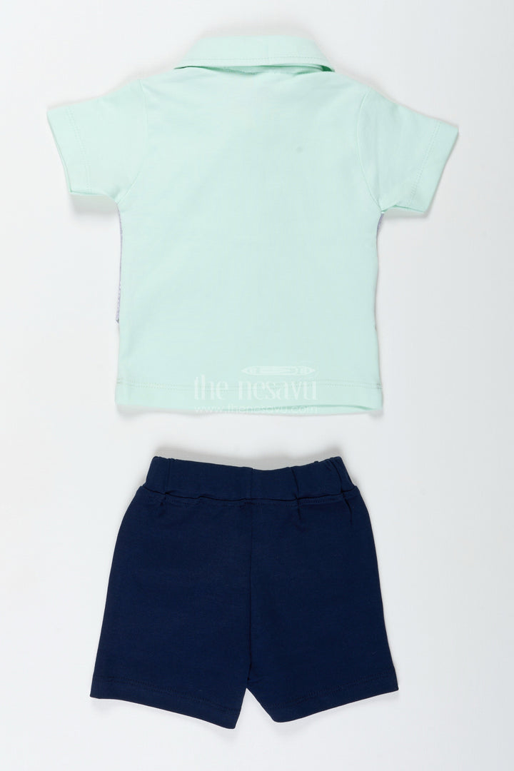 The Nesavu Boys Casual Set Boys Smart Cotton Shirts Set with Bow Tie and Navy Shorts for Dapper Everyday Comfort Nesavu Nesavu Boys Smart Cotton Shirts Set Bow Tie Navy Shorts Stylish Everyday Dressing