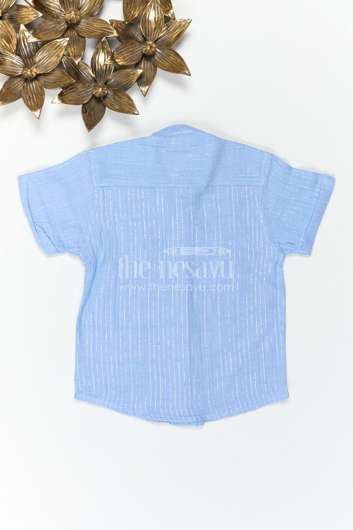 The Nesavu Boys Cotton Shirt Boys Smart Shirt for Birthday Party Styling Nesavu Nesavu Boys Smart Shirt For Birthday Party Styling With Lurex Zari Cotton And Chest Applique