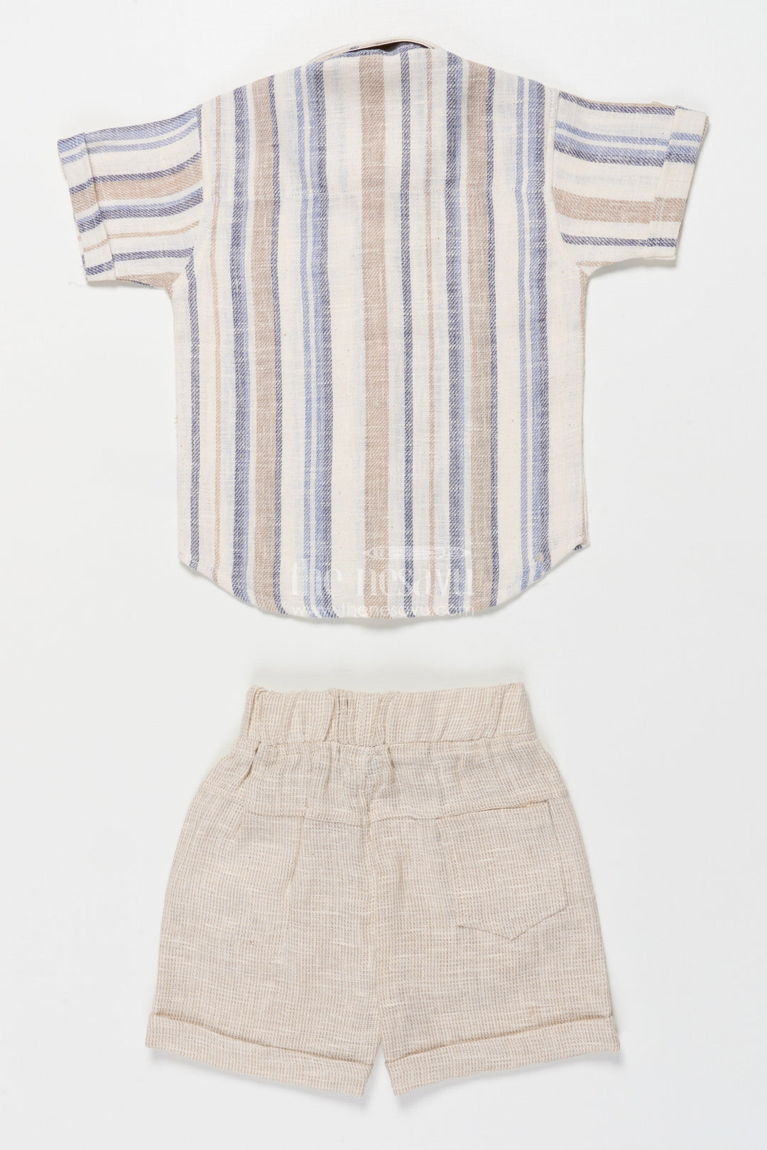 The Nesavu Boys Casual Set Boys Striped Cotton Casual Set for Summer Comfort and Family Functions Nesavu Nesavu boys striped cotton outfit ethnic casual wear temple visits summer outings