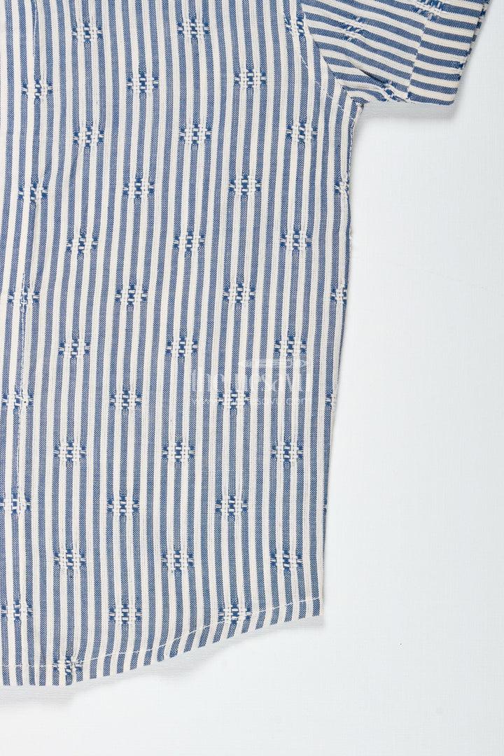 The Nesavu Boys Cotton Shirt Boys Striped Cotton Shirt for Ethnic Day and Everyday Wear Nesavu Nesavu boys striped cotton shirt mandarin collar school ethnic day outings