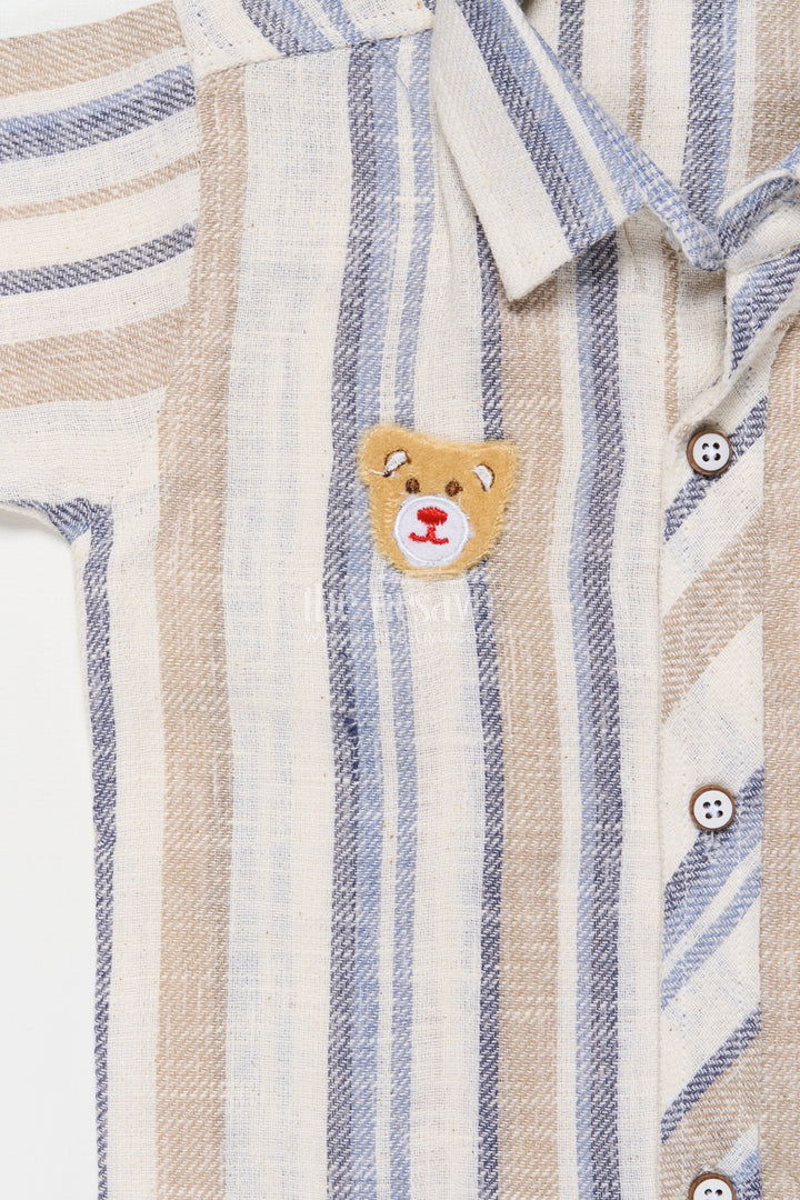 The Nesavu Boys Casual Set Boys Striped Outfit for Casual Events and Everyday Dressing Nesavu Nesavu boys striped cotton set shirt shorts everyday wear casual dressing