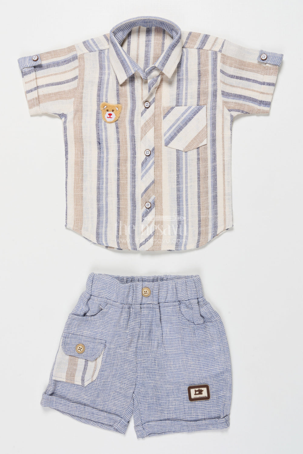 The Nesavu Boys Casual Set Boys Striped Outfit for Casual Events and Everyday Dressing Nesavu Nesavu boys striped cotton set shirt shorts everyday wear casual dressing