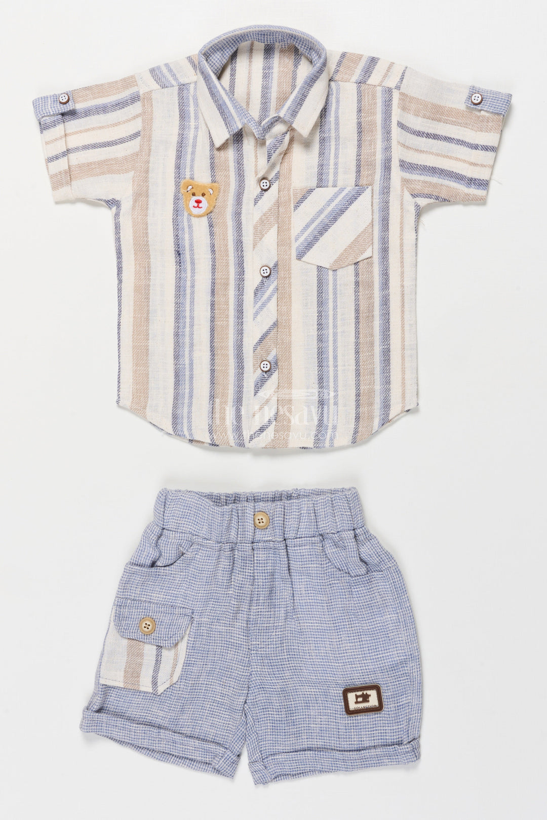 The Nesavu Boys Casual Set Boys Striped Outfit for Casual Events and Everyday Dressing Nesavu Nesavu boys striped cotton set shirt shorts everyday wear casual dressing