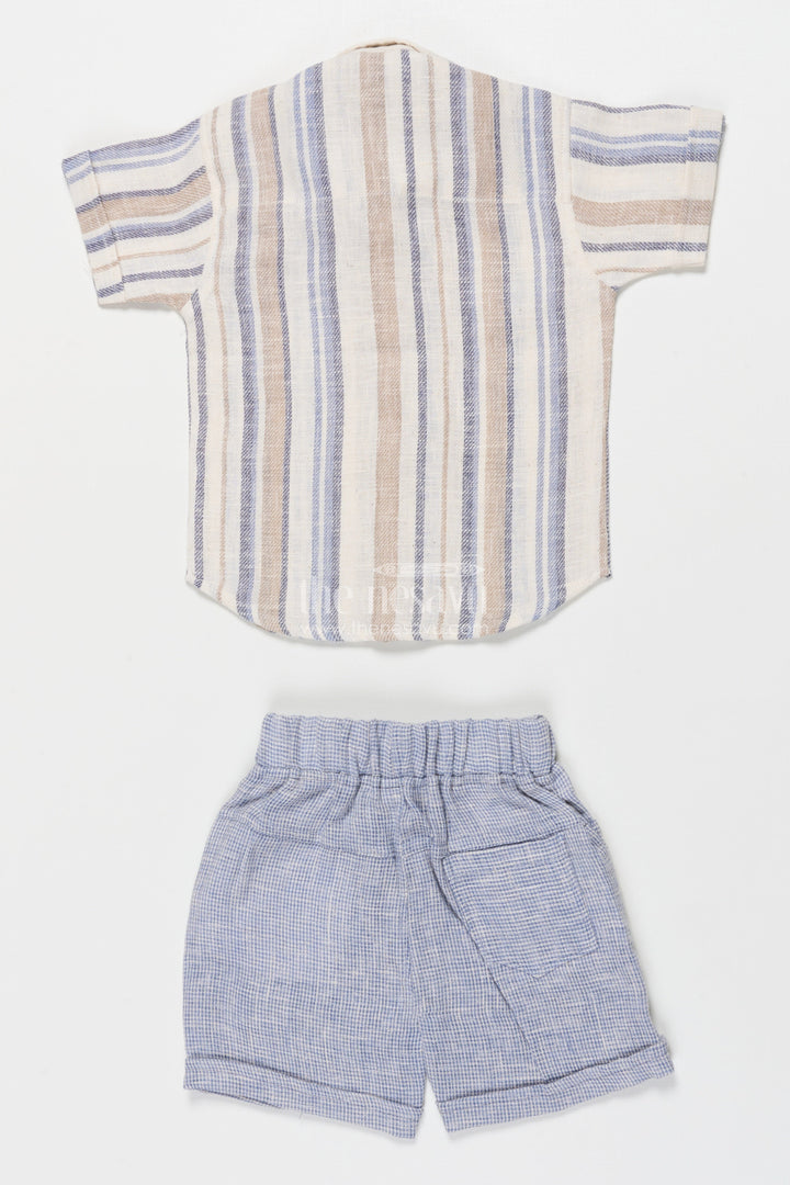 The Nesavu Boys Casual Set Boys Striped Outfit for Casual Events and Everyday Dressing Nesavu Nesavu boys striped cotton set shirt shorts everyday wear casual dressing