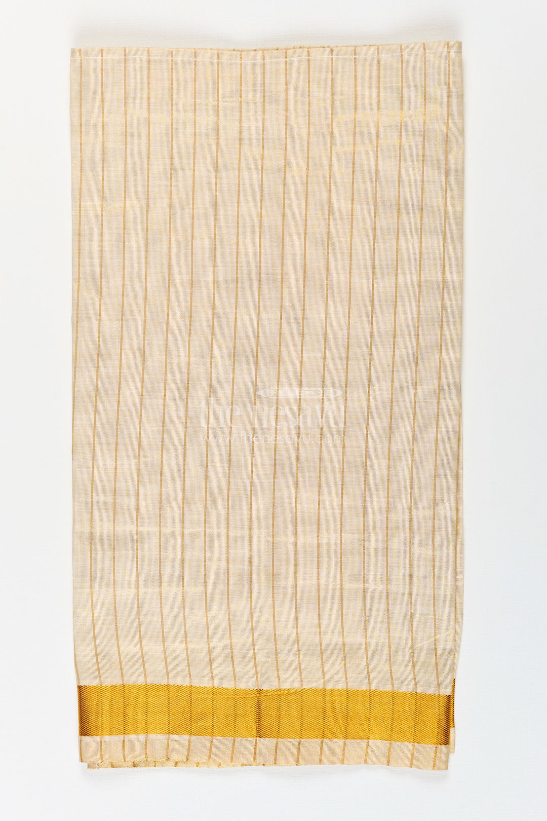 The Nesavu Boys Vesti Boys Striped Tissue Dhoti with Gold Border for Versatile Wear in Dhoti Online Shopping Trend Nesavu Boys Dhoti Online Shopping Edition Tissue Striped Fabric Gold Zari Border | The Nesavu