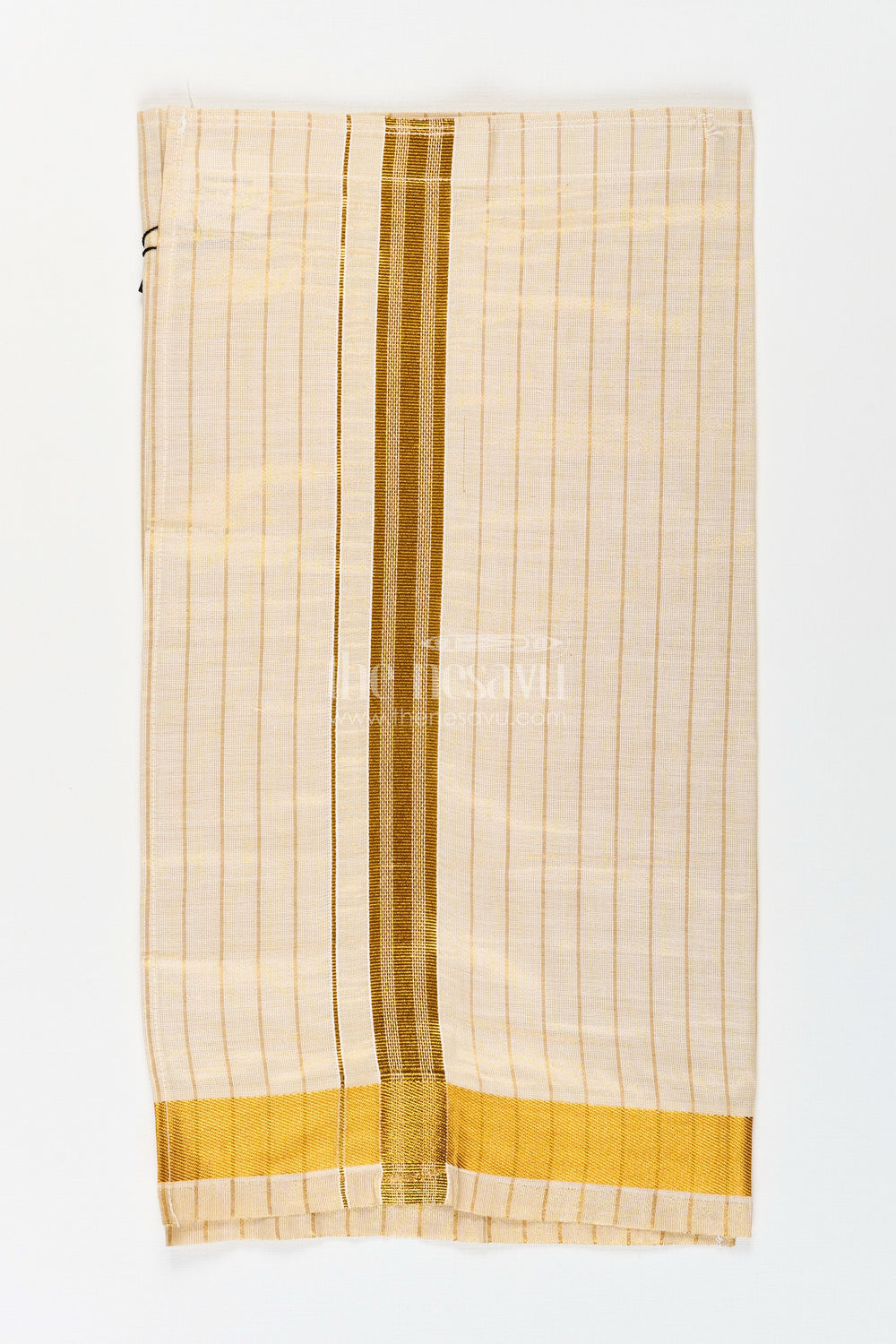 The Nesavu Boys Vesti Boys Striped Tissue Dhoti with Gold Border for Versatile Wear in Dhoti Online Shopping Trend Nesavu Boys Dhoti Online Shopping Edition Tissue Striped Fabric Gold Zari Border | The Nesavu