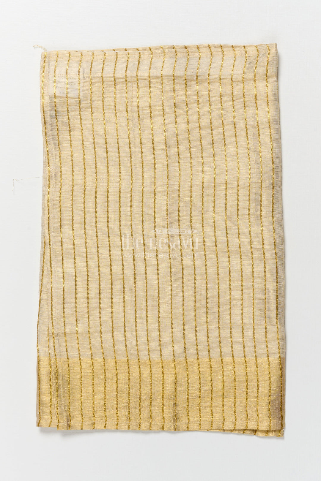 The Nesavu Boys Vesti Boys Striped Vesti for Traditional Events and Festive Occasions Nesavu 16 (1Y) / Cream D039A-16 Nesavu boys striped tissue vesti festive family functions traditional celebrations