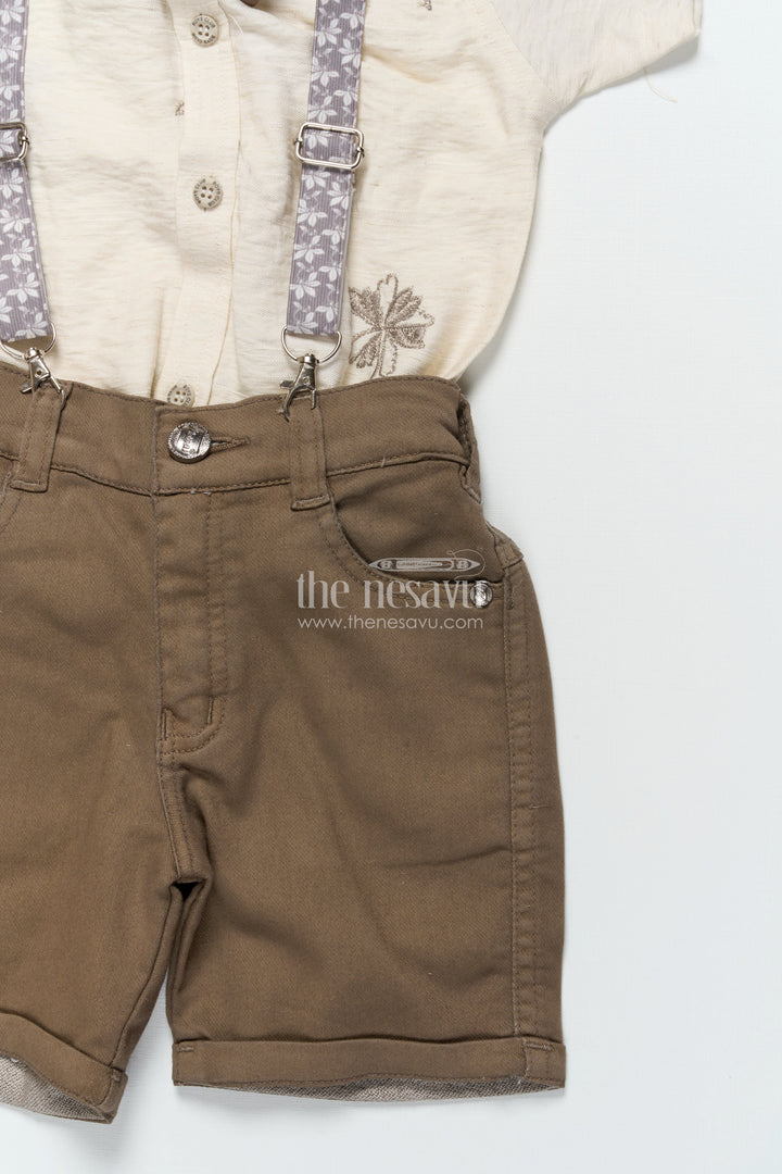 The Nesavu Boys Casual Set Boys Suspender Outfit Set for Photo Shoots and Festive Dressing Nesavu Nesavu boys embroidered suspender set bow tie festive occasions photo shoots