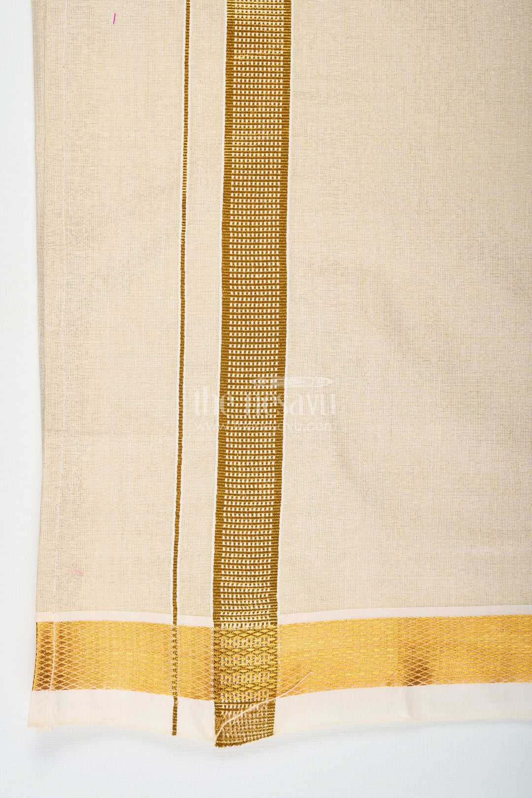 The Nesavu Boys Vesti Boys Tissue Dhoti with Golden Border for Comfortable Everyday Traditional Look in Casual Dhoti Style Nesavu Boys Casual Dhoti Tissue Fabric Golden Zari Border Traditional Daily Wear | The Nesavu