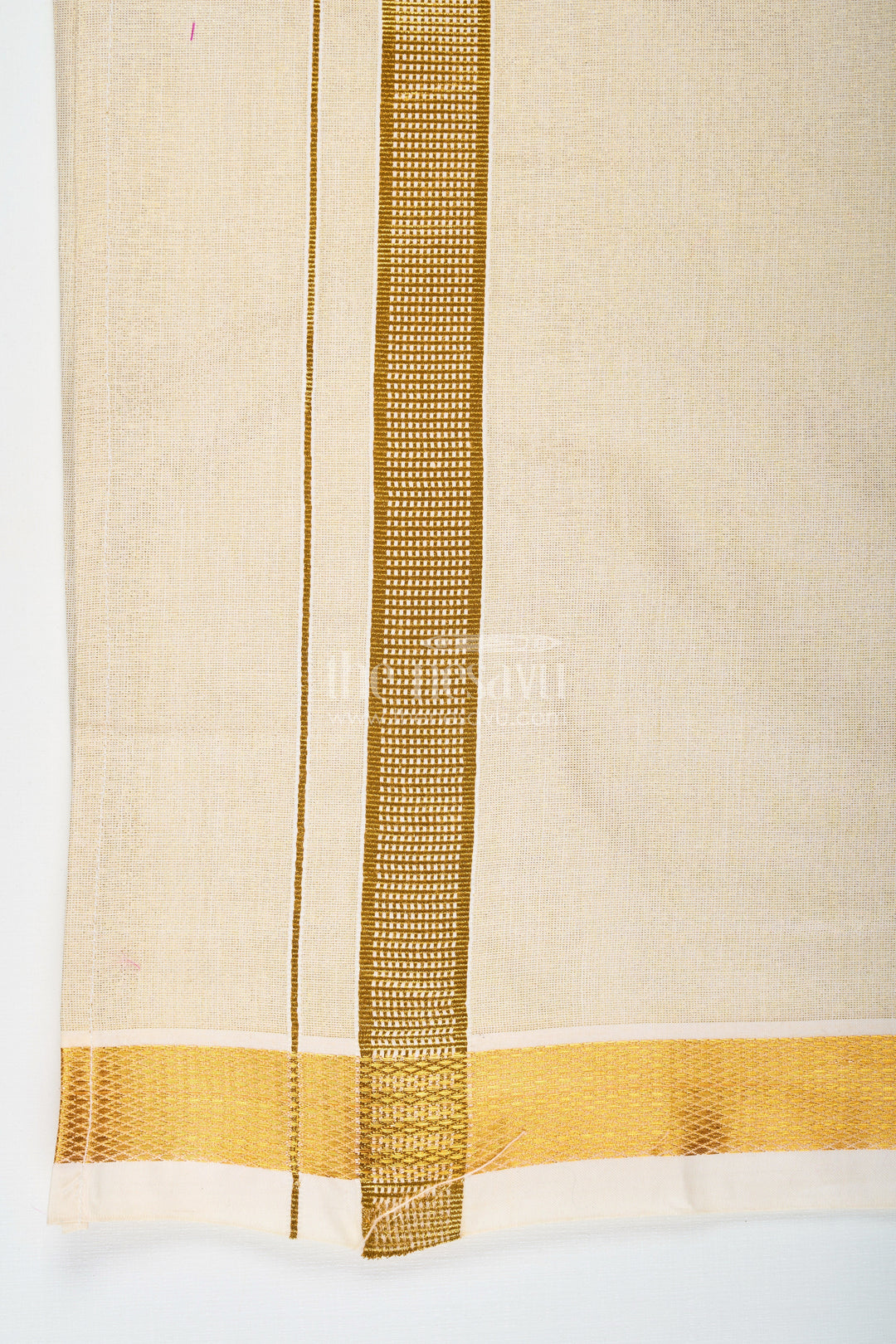 The Nesavu Boys Vesti Boys Tissue Dhoti with Golden Border for Comfortable Everyday Traditional Look in Casual Dhoti Style Nesavu Boys Casual Dhoti Tissue Fabric Golden Zari Border Traditional Daily Wear | The Nesavu