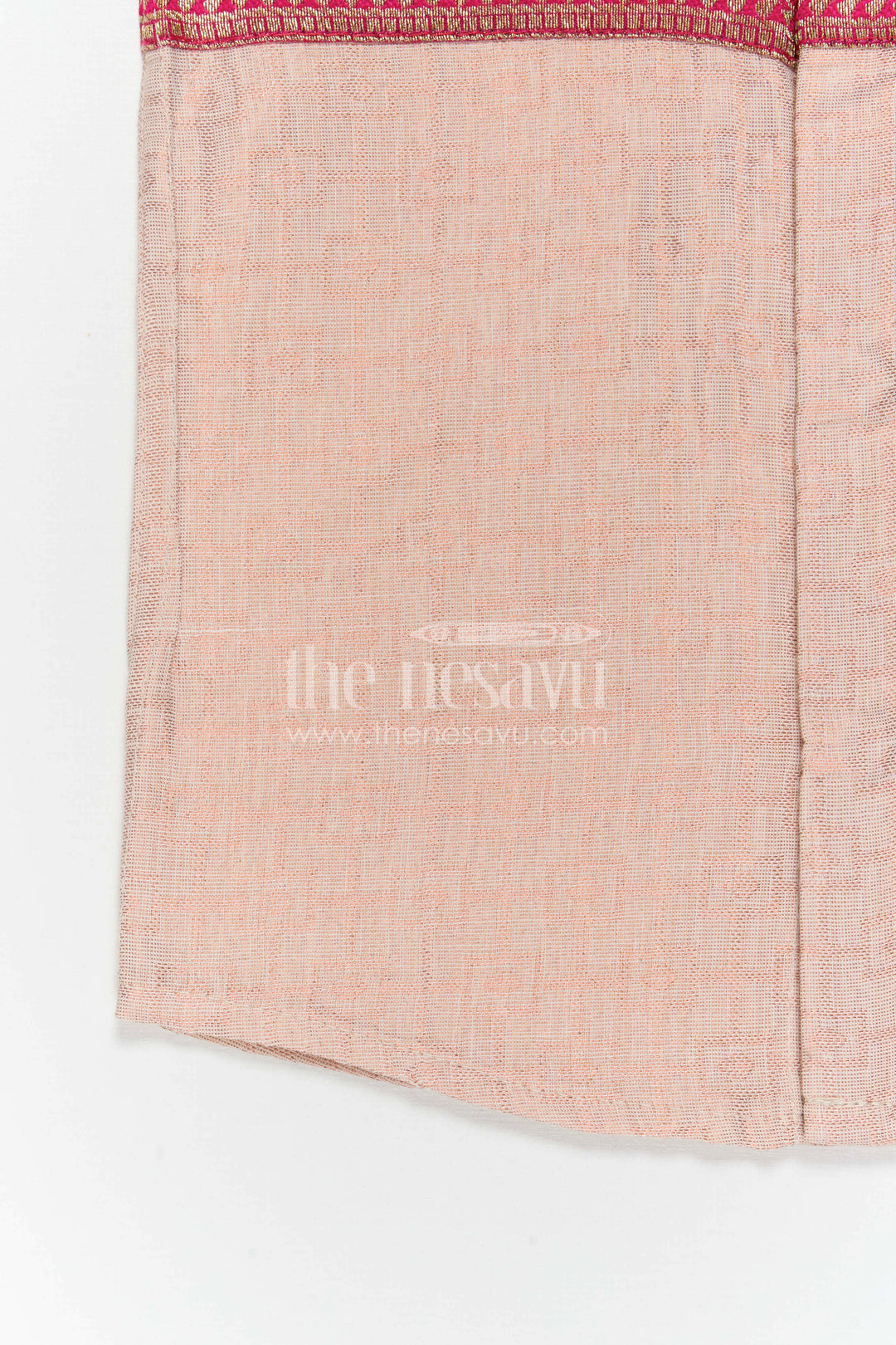 The Nesavu Boys Cotton Shirt Boys Traditional Cotton Shirt for Cultural Events and Festive Wear Nesavu Nesavu Boys Traditional Cotton Shirt With Baithani Border For Cultural Events And Festive Wear