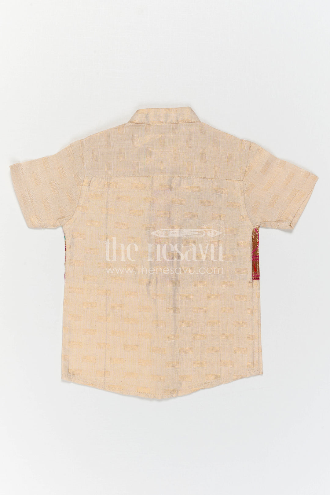 The Nesavu Boys Cotton Shirt Boys Traditional Cotton Shirt for Pooja Functions and Cultural Wear Nesavu Nesavu Boys Traditional Cotton Shirt With Baithani Border For Pooja And Festive Occasions