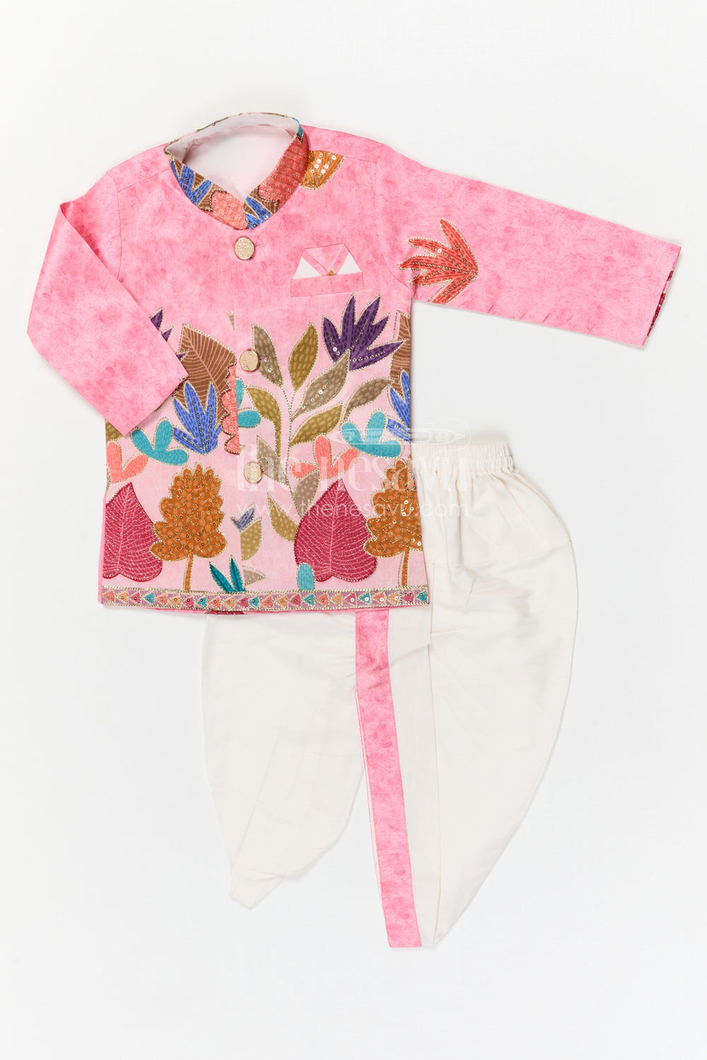 The Nesavu Boys Dothi Set Boys Traditional Dhoti Set for Temple Visits and Festive Occasions Nesavu Nesavu boys traditional dhoti set for temple visits and festive celebrations with embroidered design