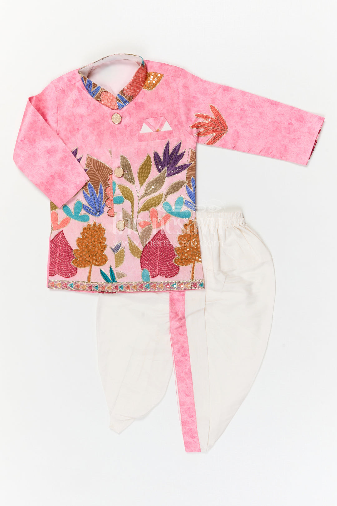 The Nesavu Boys Dothi Set Boys Traditional Dhoti Set for Temple Visits and Festive Occasions Nesavu Nesavu boys traditional dhoti set for temple visits and festive celebrations with embroidered design