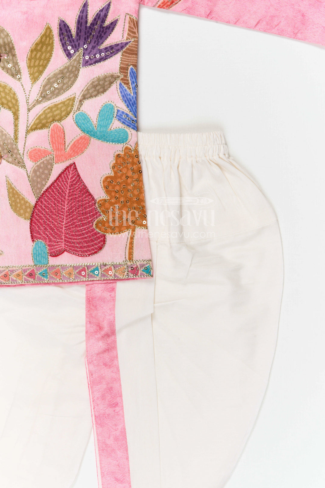 The Nesavu Boys Dothi Set Boys Traditional Dhoti Set for Temple Visits and Festive Occasions Nesavu Nesavu boys traditional dhoti set for temple visits and festive celebrations with embroidered design