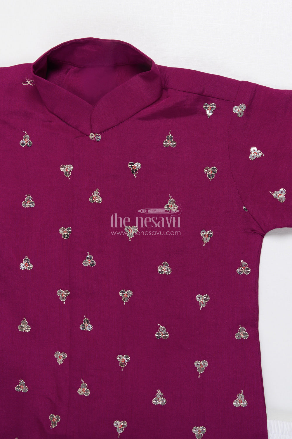 The Nesavu Boys Dothi Set Boys Traditional Dhoti Set with Sequin Embroidery for Weddings and Poojas Nesavu Nesavu boys traditional dhoti kurta sequin embroidery perfect festive wedding occasions