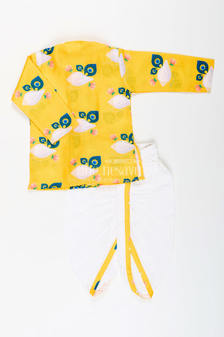 The Nesavu Boys Dothi Set Boys Traditional Dothi Set with Playful Digital Print Kurta Nesavu Nesavu boys fun print dothi kurta set  vibrant ethnic wear toddlers