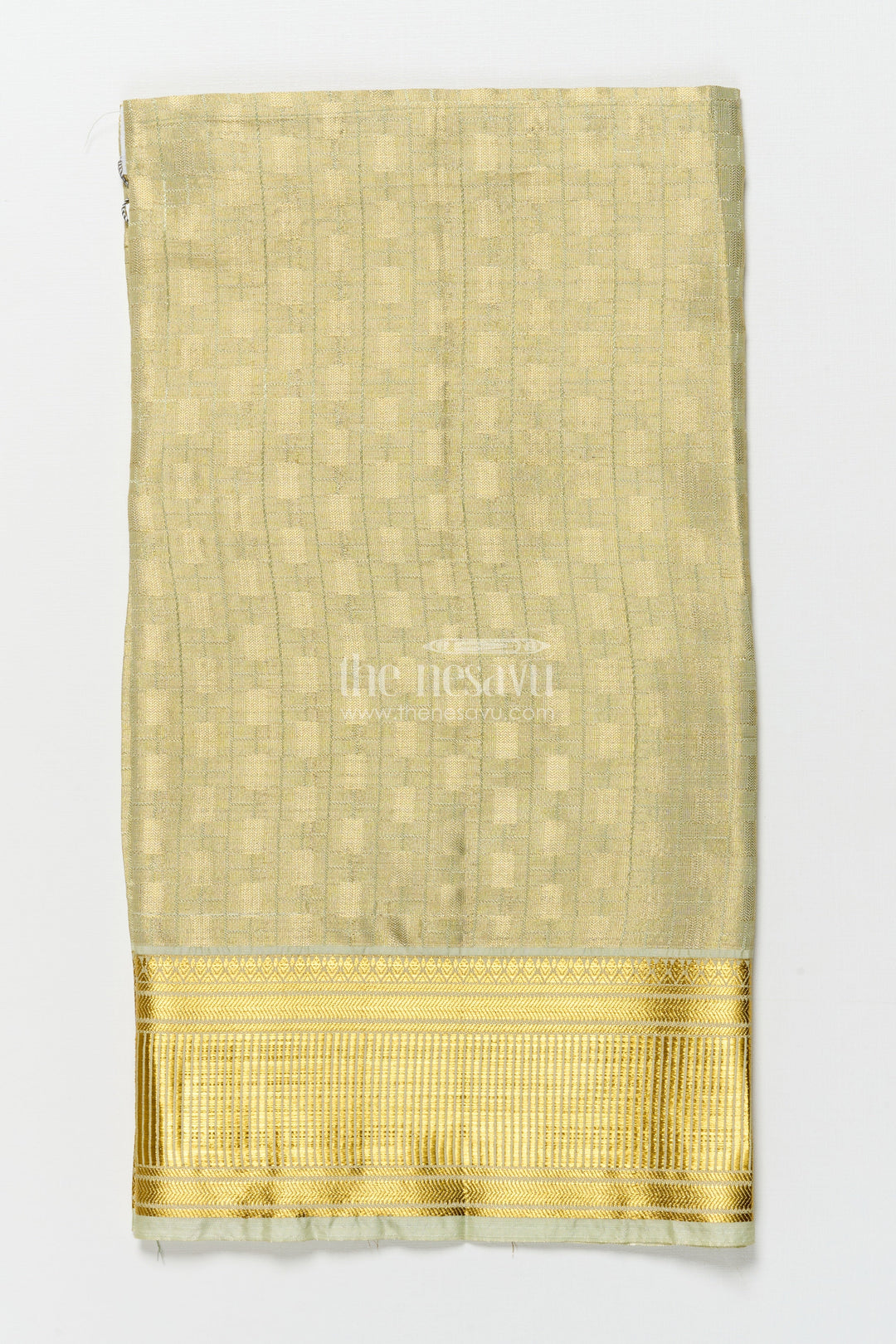 The Nesavu Boys Vesti Boys Traditional Gold Vesti with Broad Zari Pallu for Festive Wear Nesavu Nesavu boys gold tissue vesti broad zari border ceremonies