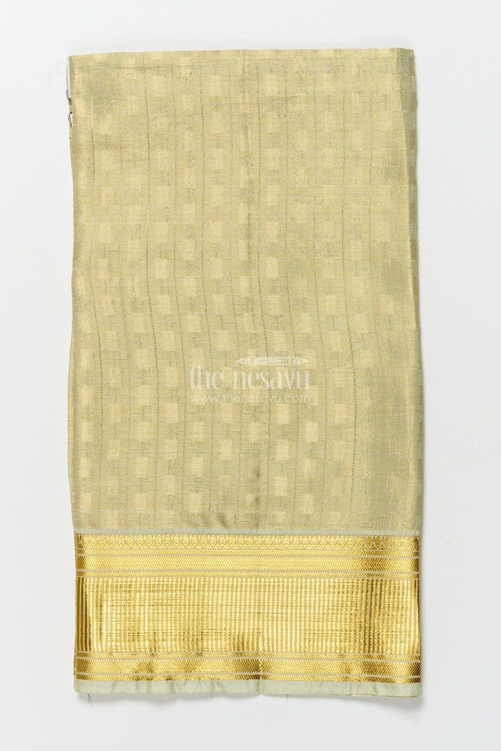 The Nesavu Boys Vesti Boys Traditional Gold Vesti with Broad Zari Pallu for Festive Wear Nesavu Nesavu boys gold tissue vesti broad zari border ceremonies