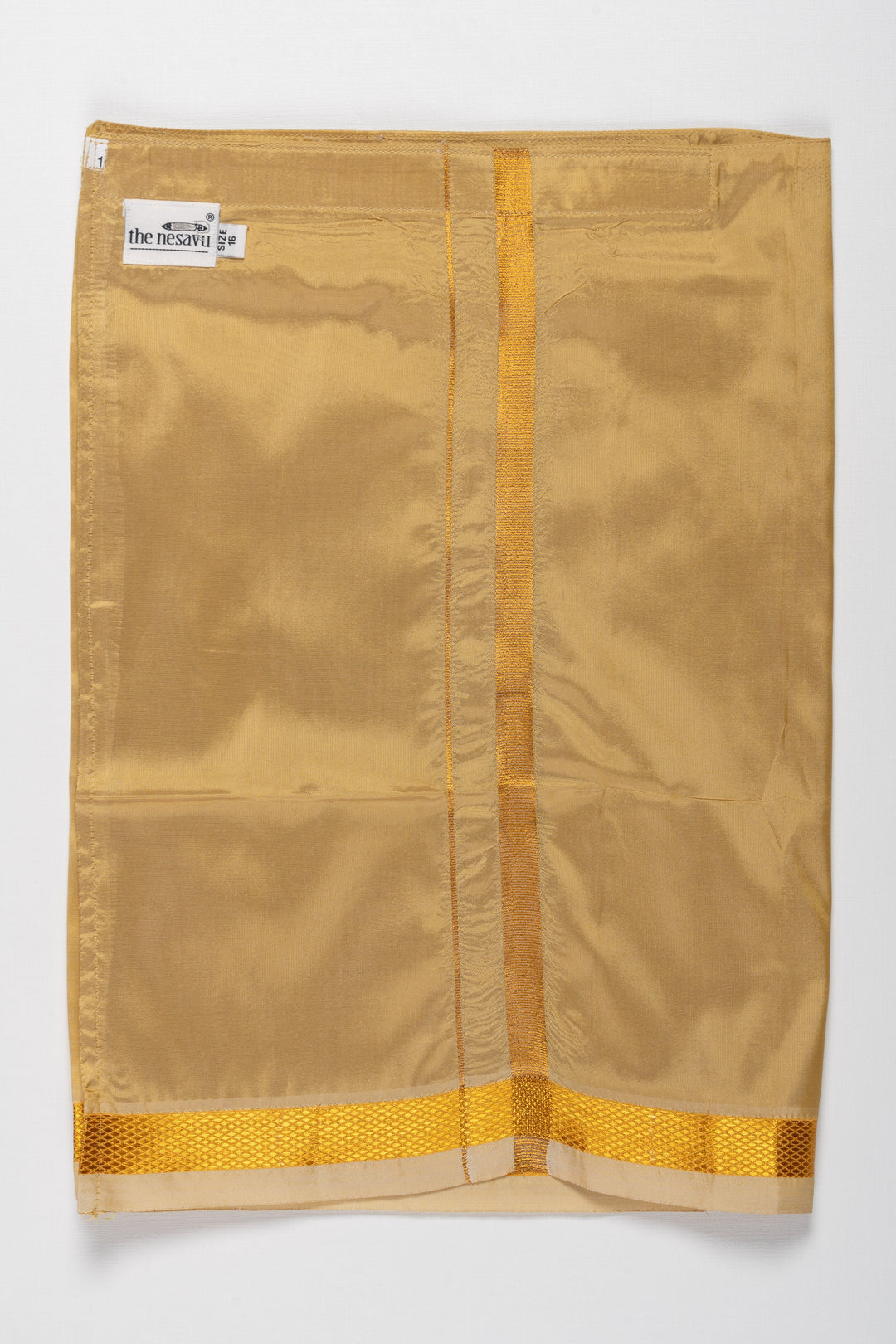 The Nesavu Boys Vesti Boys Traditional Golden-Yellow Silk Dhoti with Elegant Stripes Nesavu Buy Boys Golden Yellow Silk Dhoti Online | Traditional Festive Wear for Boys | The Nesavu