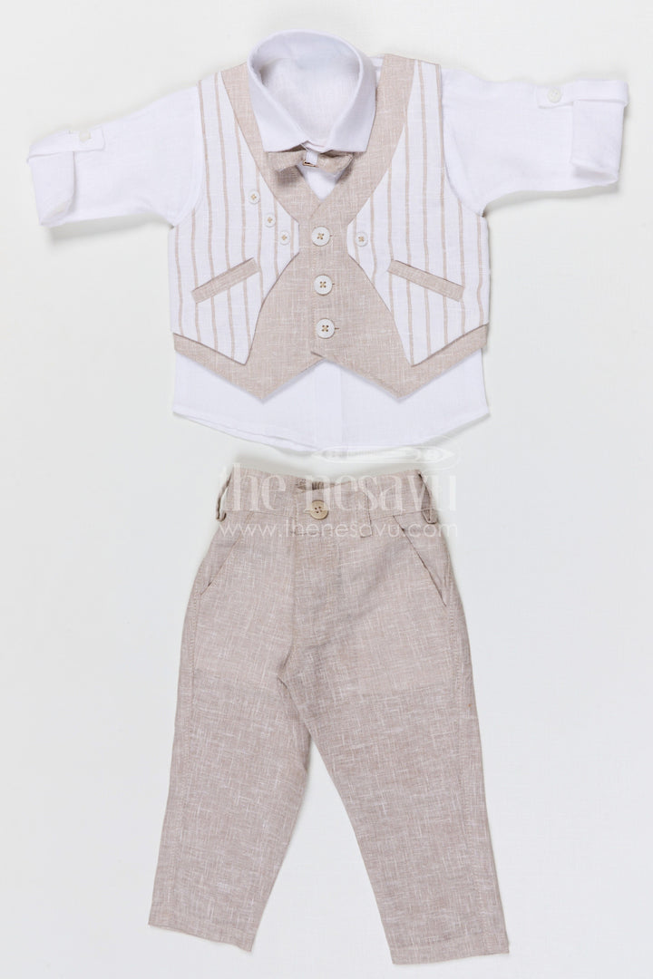 The Nesavu Boys Jacket Sets Boys Traditional Jacket Set for Festive Celebrations and Cultural Events Nesavu 12 (3M) / Half white / Cotton BCS560A-12 Nesavu boys traditional cotton jacket set for festive celebrations weddings and cultural functions