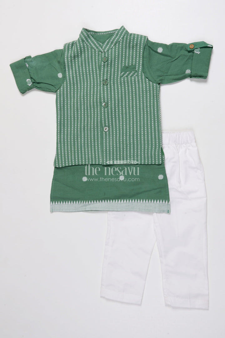The Nesavu Boys Jacket Sets Boys Traditional Jacket Set for School Ethnic Days and Temple Visits Nesavu Nesavu boys handloom cotton jacket set jacquard weave school events temple functions