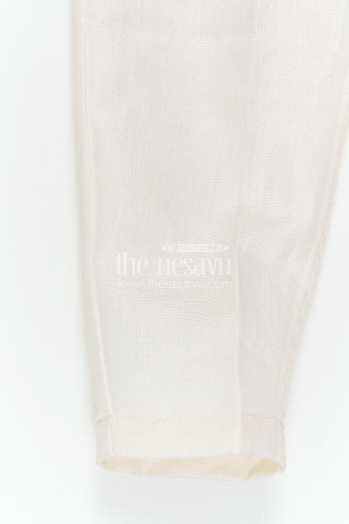 The Nesavu Boys Jacket Sets Boys Traditional Jacket Set for Weddings and Festive Occasions Nesavu Nesavu Boys Ethnic Jacket Set In White Viscose Silk With Thread Embroidery For Weddings And Festive Occasions