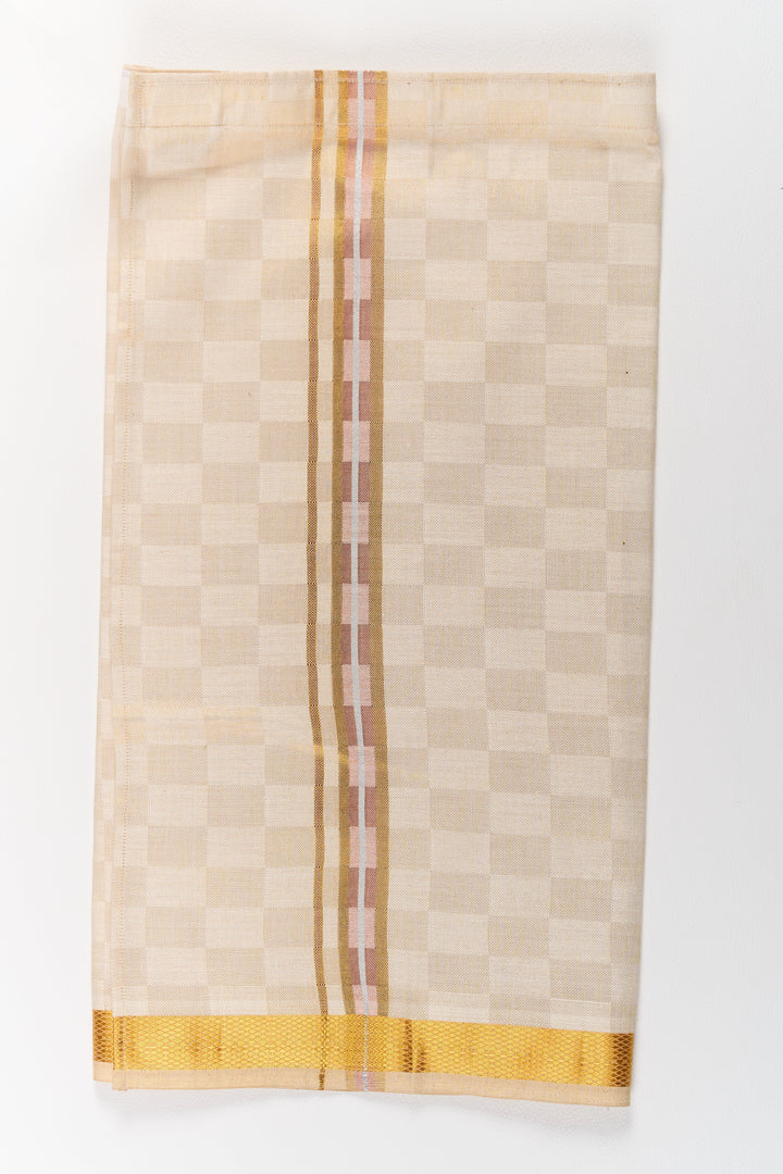 The Nesavu Boys Vesti Boys Traditional Silk Dhoti with Gold Zari Border for Festive Wear Nesavu 18 (2Y) / Beige D013A-18 Boys Traditional Silk Dhoti Gold Zari Border Weddings Festivals | The Nesavu