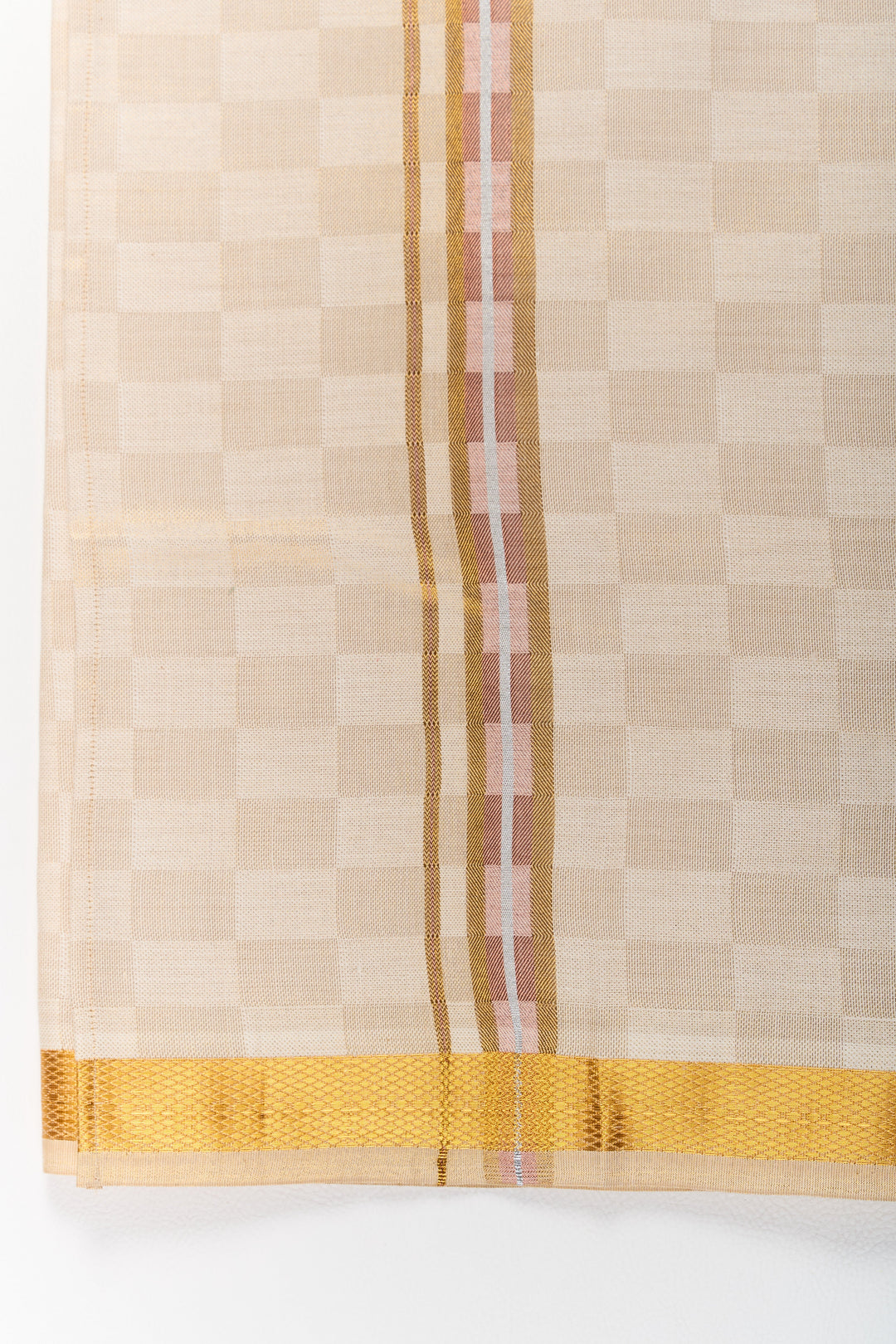 The Nesavu Boys Vesti Boys Traditional Silk Dhoti with Gold Zari Border for Festive Wear Nesavu Boys Traditional Silk Dhoti Gold Zari Border Weddings Festivals | The Nesavu