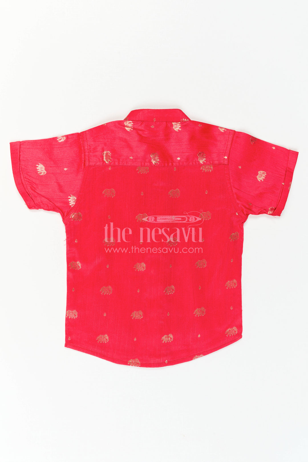 The Nesavu Boys Silk Shirt Boys Traditional Silk Shirt for Festive Photos and Cultural Events Nesavu Nesavu Boys Traditional Raw Silk Shirt With Jacquard Elephant Butta For Cultural Occasions