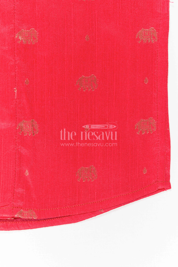 The Nesavu Boys Silk Shirt Boys Traditional Silk Shirt for Festive Photos and Cultural Events Nesavu Nesavu Boys Traditional Raw Silk Shirt With Jacquard Elephant Butta For Cultural Occasions