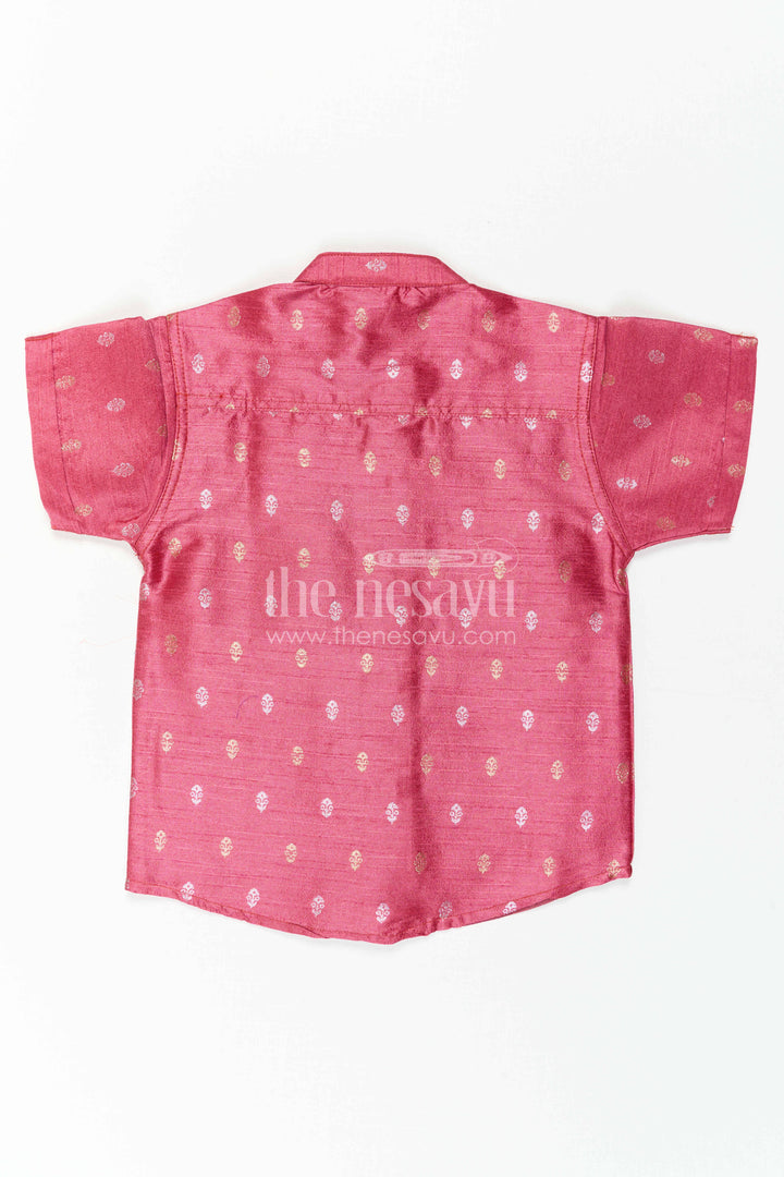 The Nesavu Boys Silk Shirt Boys Traditional Silk Shirt for Festive Photos and Cultural Programs Nesavu Nesavu Boys Traditional Raw Silk Shirt With Jacquard Butta Design For Festive Occasions