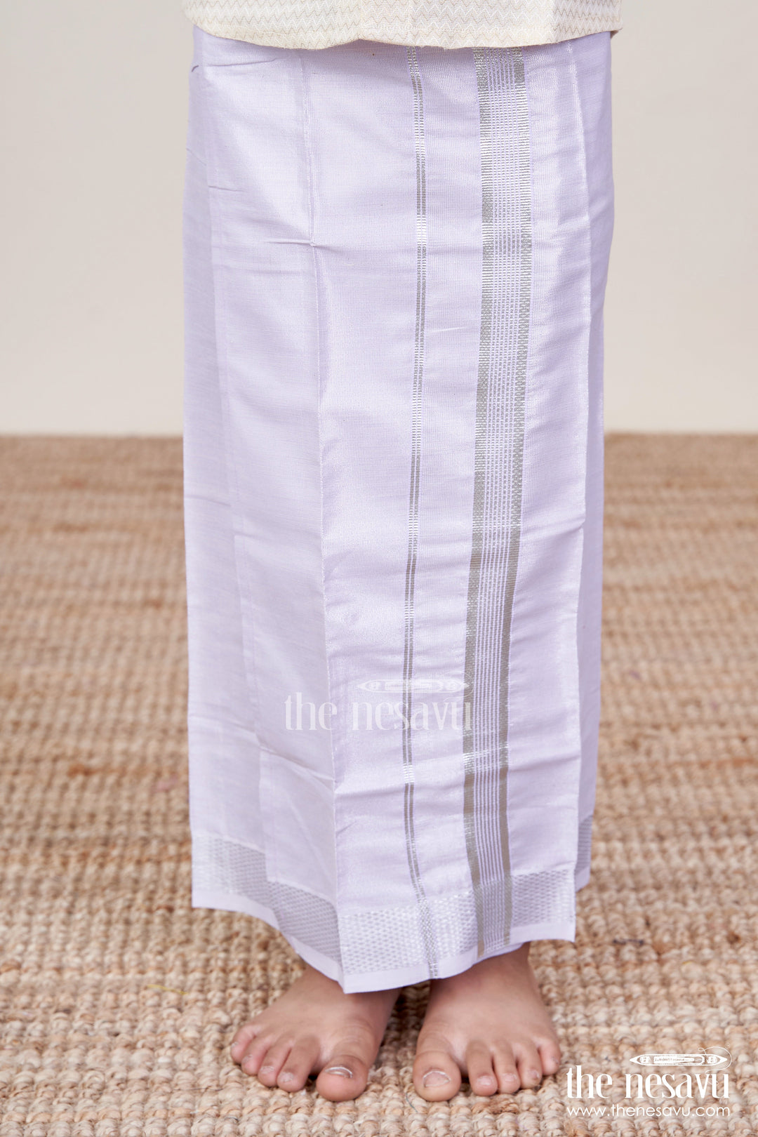 The Nesavu Boys Vesti Boys Traditional Vesti for Casual Poojas and Family Rituals Nesavu 16 (1Y) / Purple D022E-16 Nesavu boys tissue vesti casual rituals poojas breathable lightweight fabric